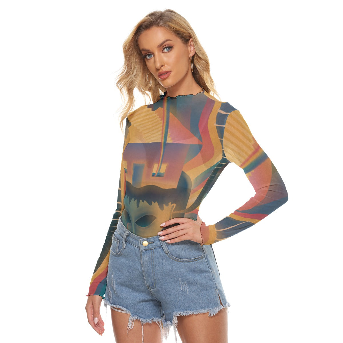 "Chromatic Aberration" Mesh Shirt