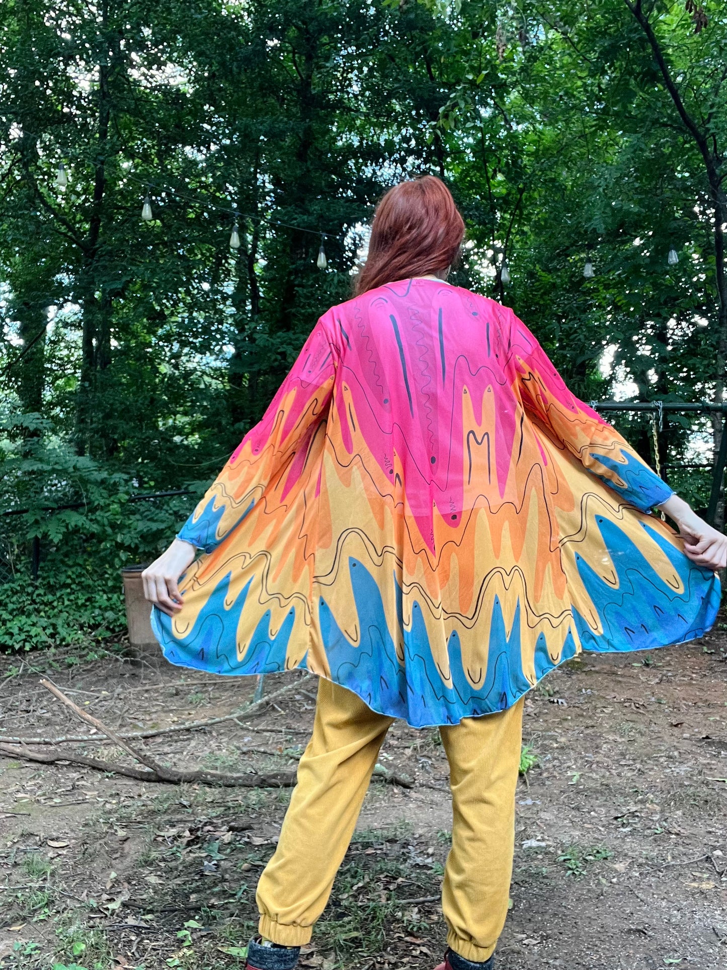 "Lava Spectrum" Mesh Cardigan