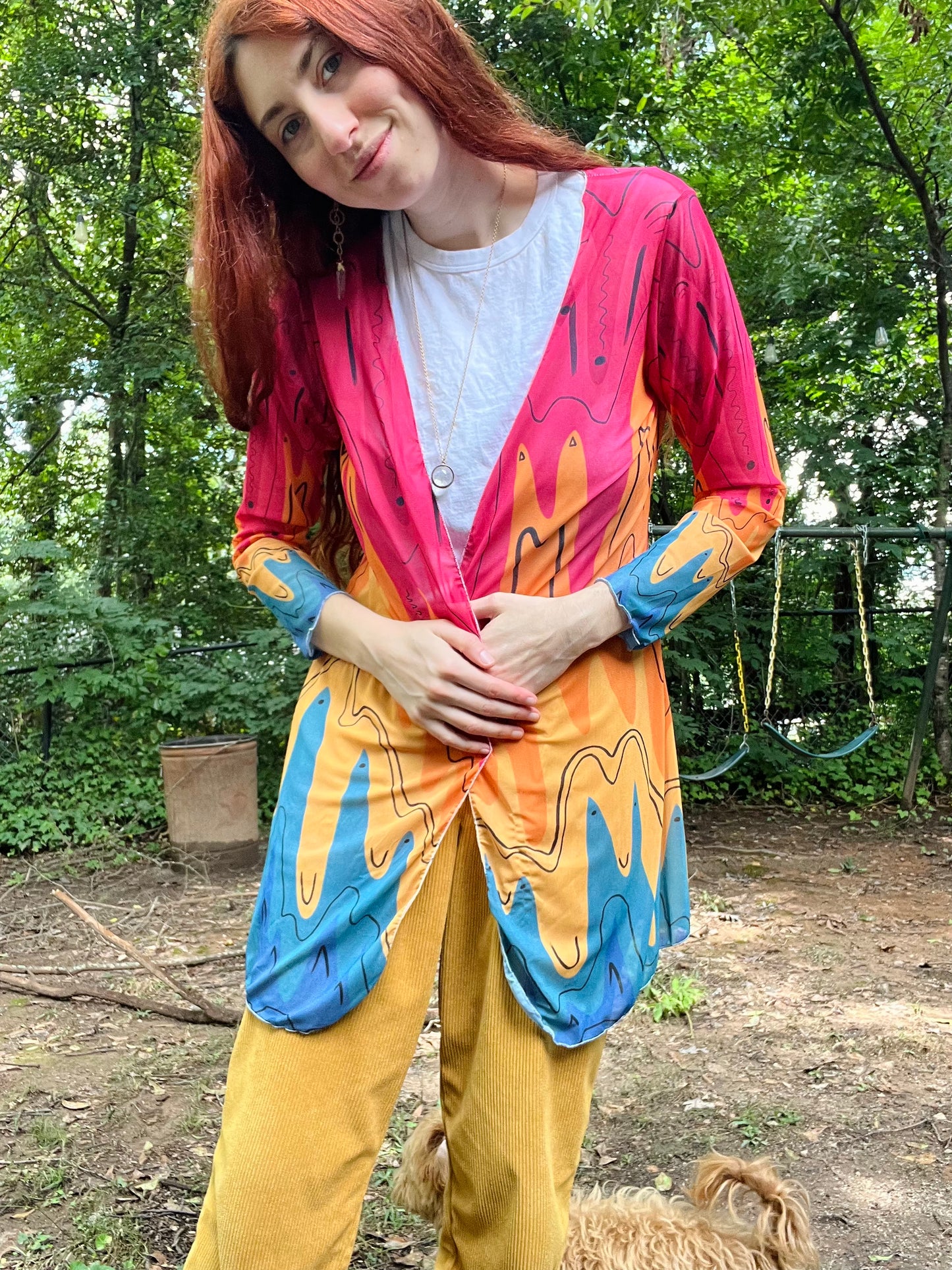 "Lava Spectrum" Mesh Cardigan