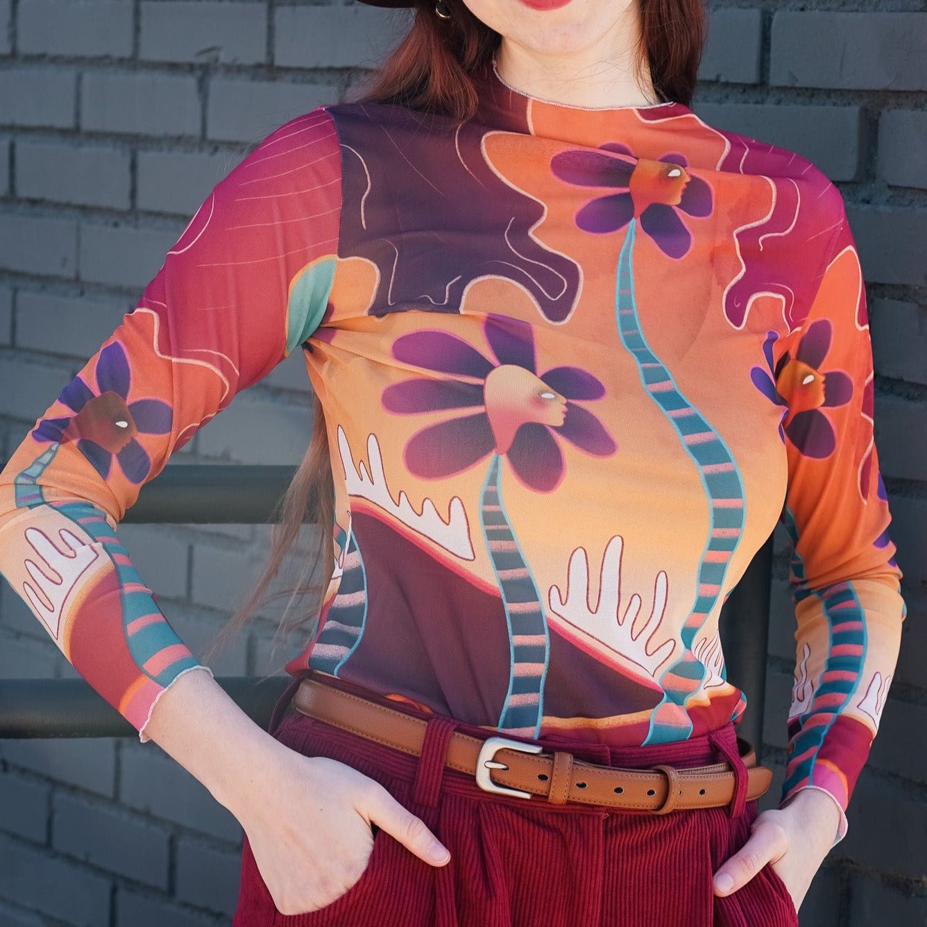 "Botanical Mirage" Mesh Shirt | Shirts & Tops | All Around Artsy Fashion
