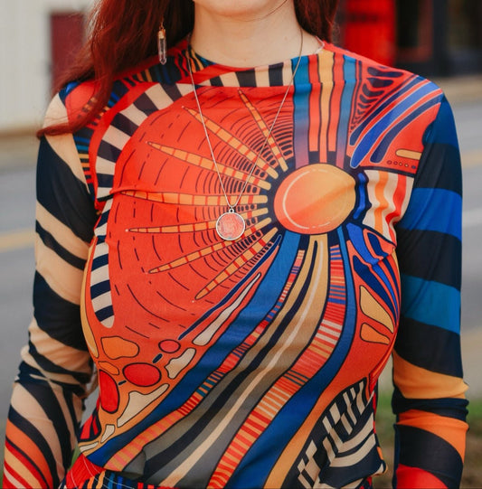 "Circus Sunset" Mesh Shirt | Shirts & Tops | All Around Artsy Fashion