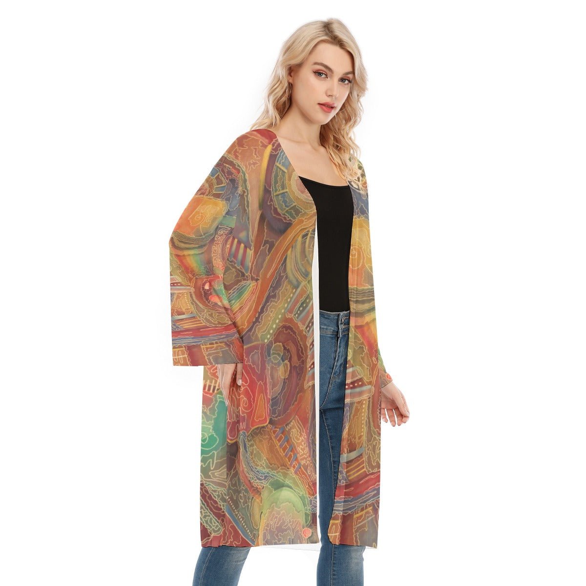 “Labyrinth” Mesh Cardigan | Jackets & Hoodies | All Around Artsy Fashion