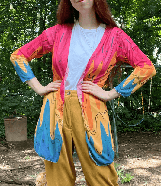 "Lava Spectrum" Mesh Cardigan | Jackets & Hoodies | All Around Artsy Fashion