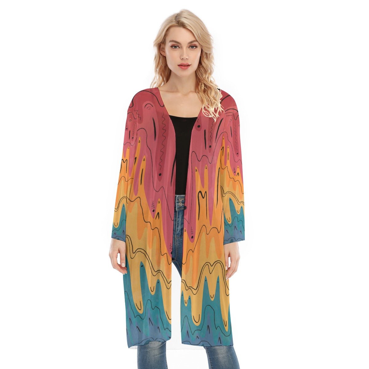 "Lava Spectrum" Mesh Cardigan | Jackets & Hoodies | All Around Artsy Fashion