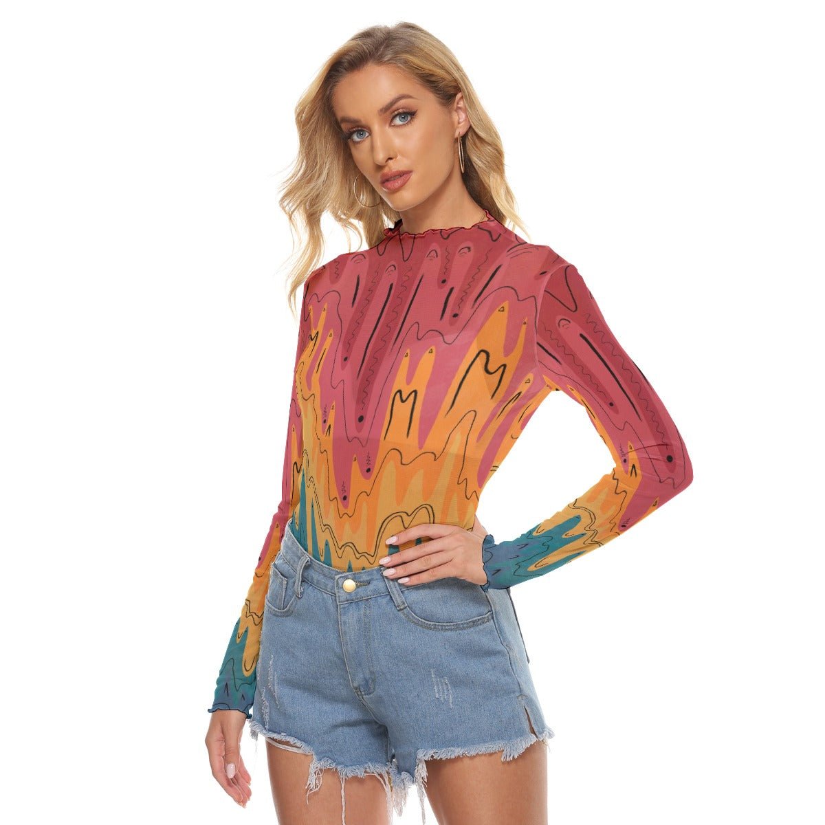 "Lava Spectrum" Mesh Shirt | Shirts & Tops | All Around Artsy Fashion
