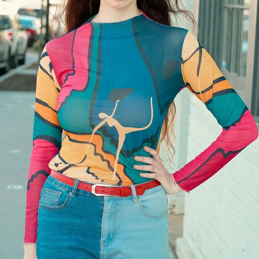 "Rainbow Reach" Mesh Shirt | Shirts & Tops | All Around Artsy Fashion