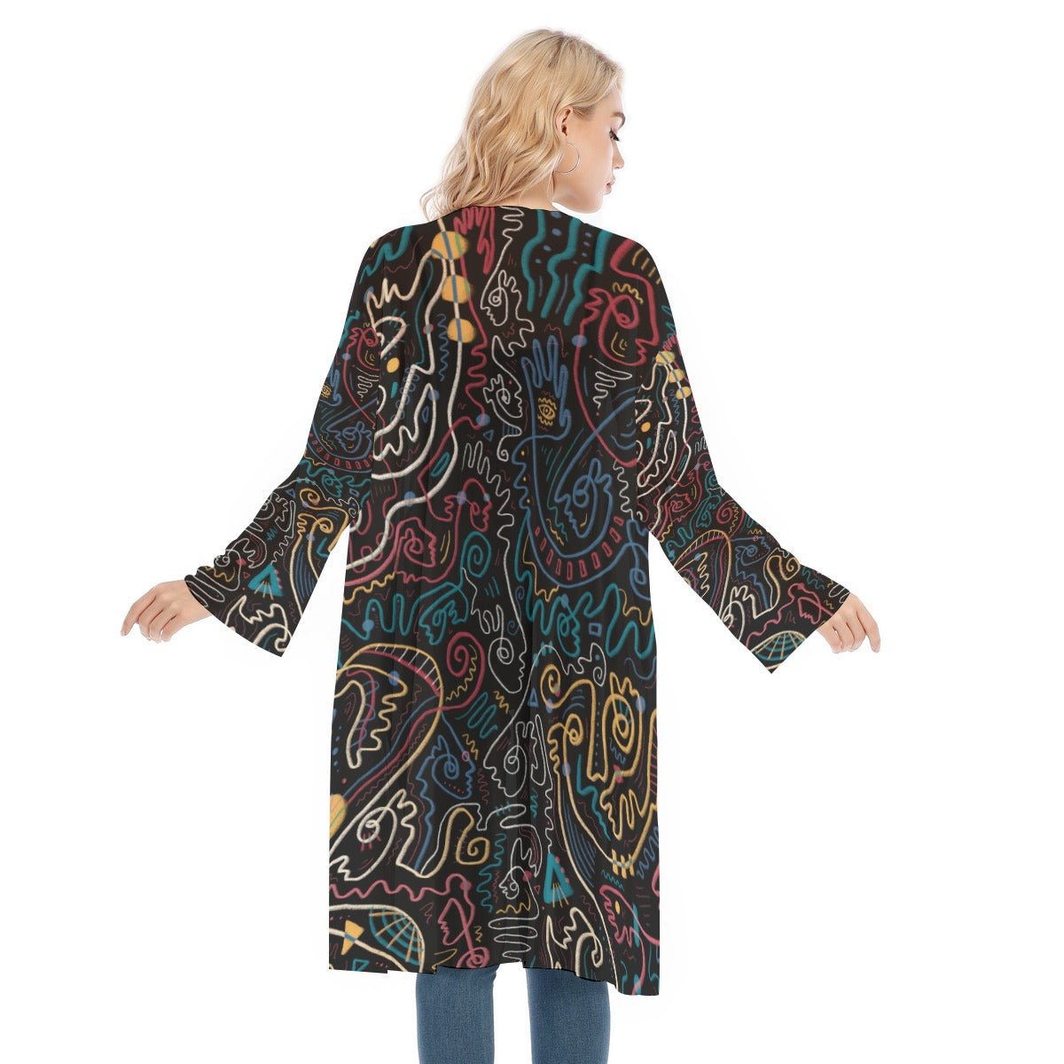 “Soul Scribbles” Mesh Cardigan | Jackets & Hoodies | All Around Artsy Fashion