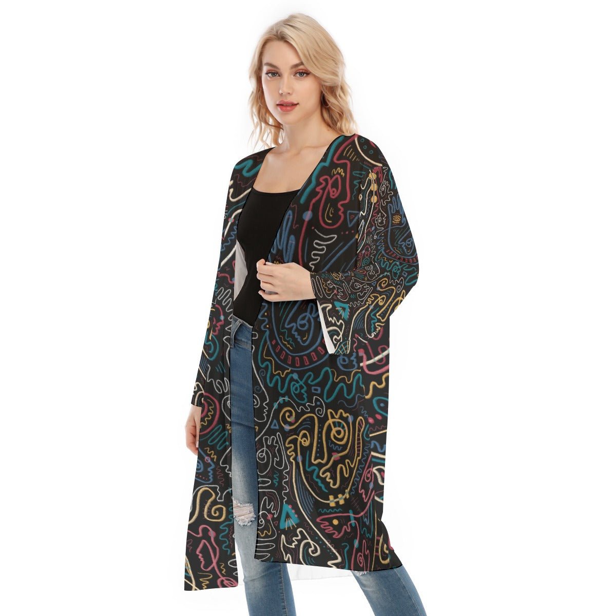 “Soul Scribbles” Mesh Cardigan | Jackets & Hoodies | All Around Artsy Fashion