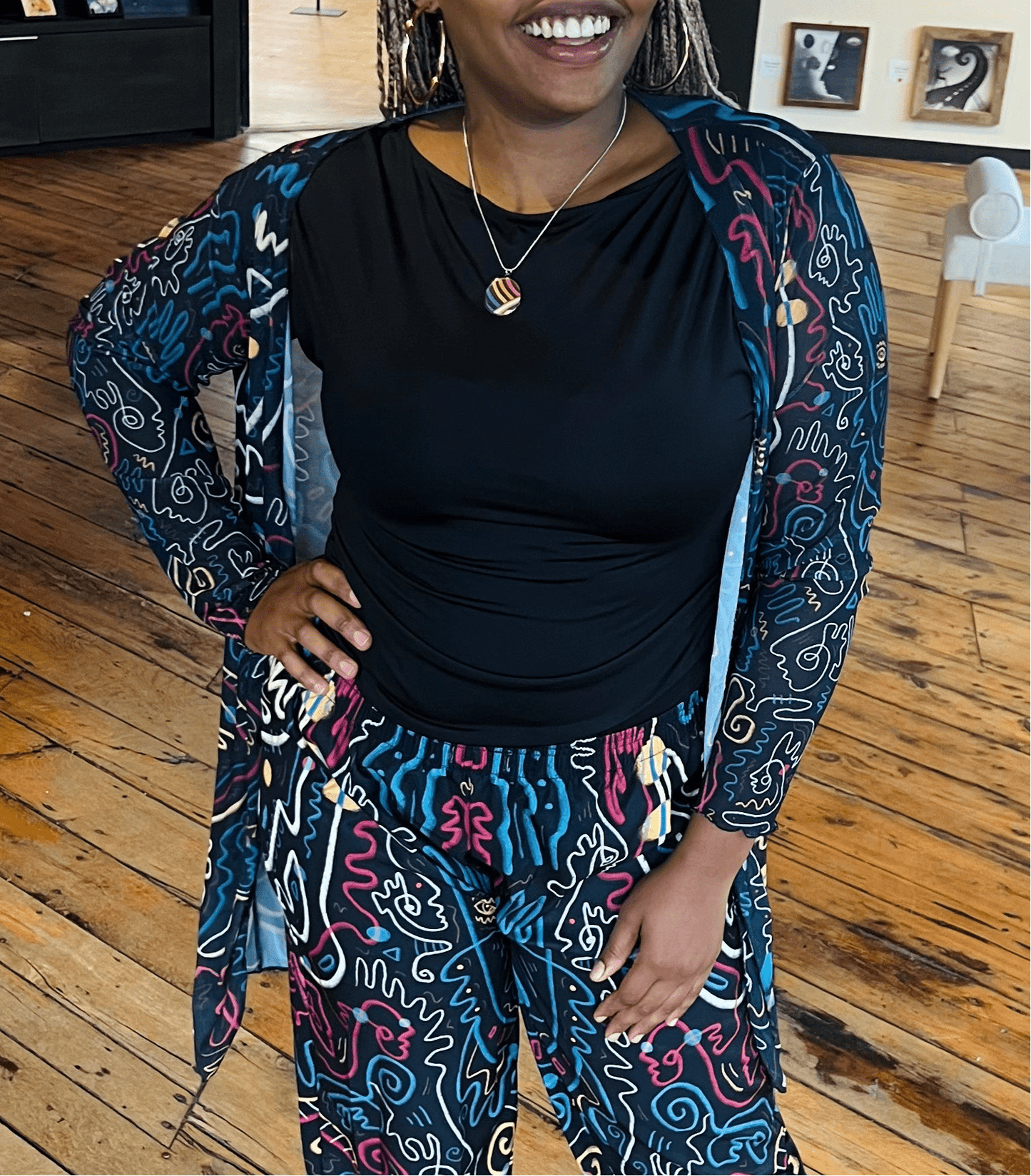 “Soul Scribbles” Mesh Cardigan | Jackets & Hoodies | All Around Artsy Fashion