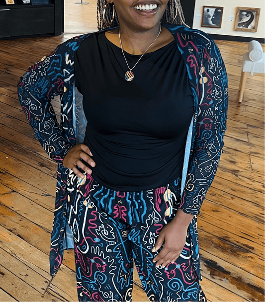 “Soul Scribbles” Mesh Cardigan | Jackets & Hoodies | All Around Artsy Fashion