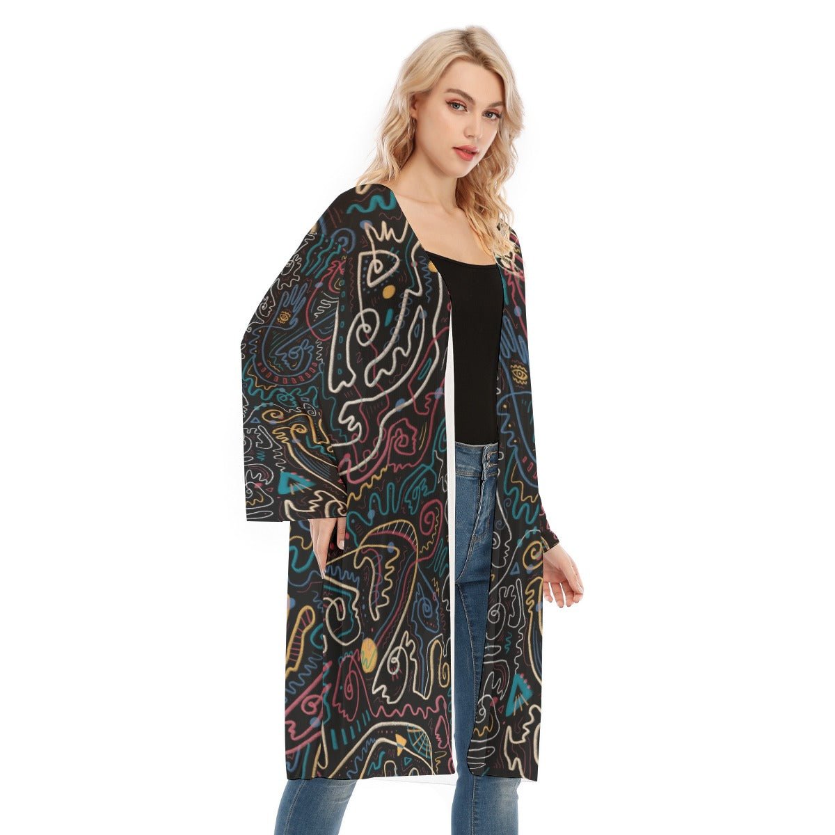 “Soul Scribbles” Mesh Cardigan | Jackets & Hoodies | All Around Artsy Fashion