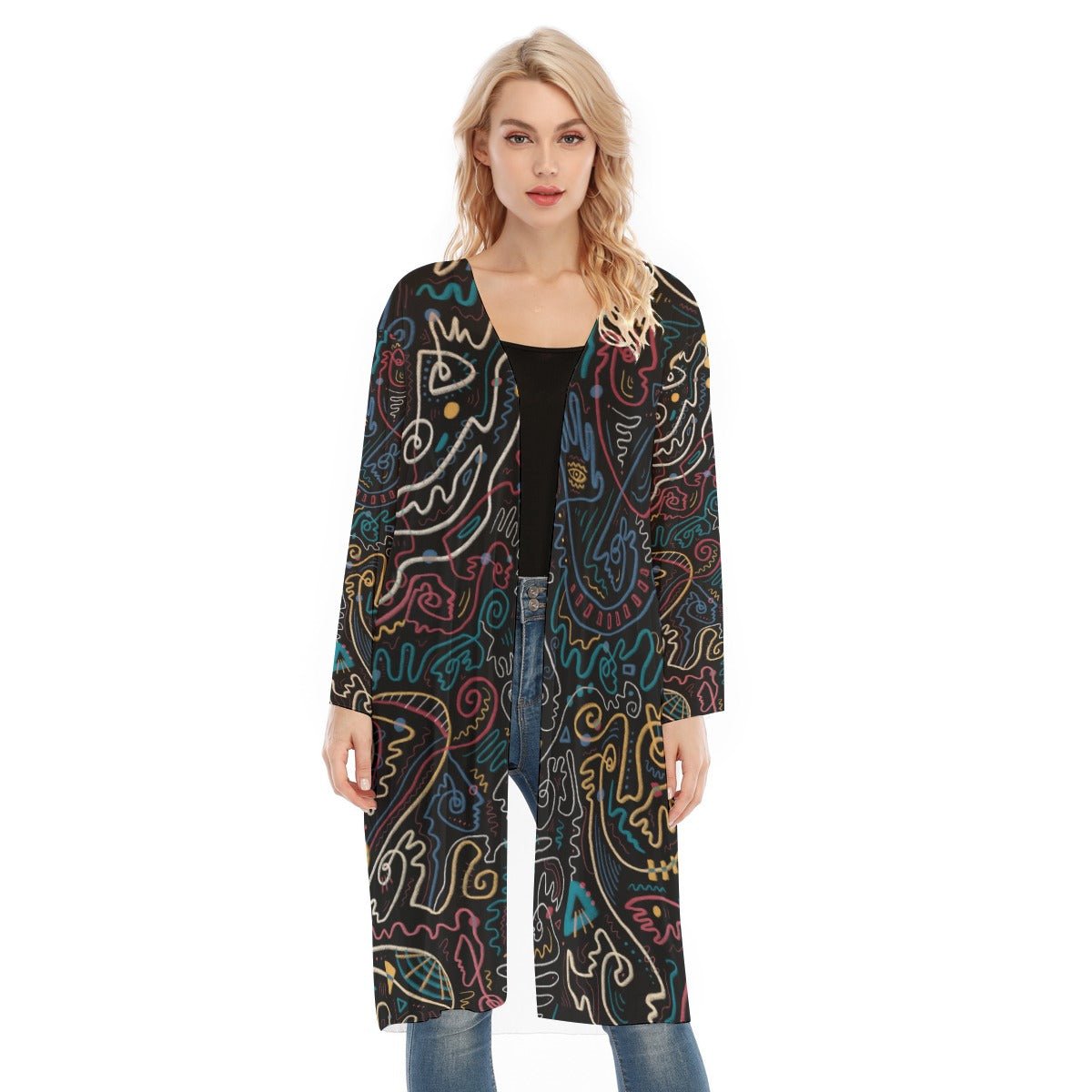 “Soul Scribbles” Mesh Cardigan | Jackets & Hoodies | All Around Artsy Fashion