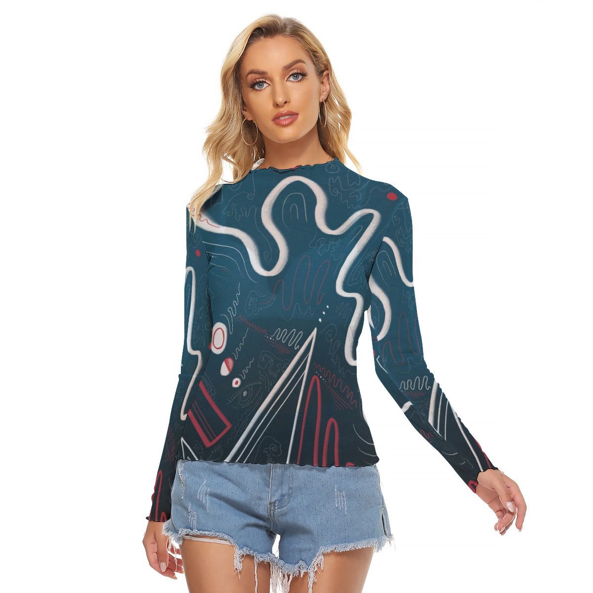 "Whimsy Wave" Mesh Shirt | Shirts & Tops | All Around Artsy Fashion