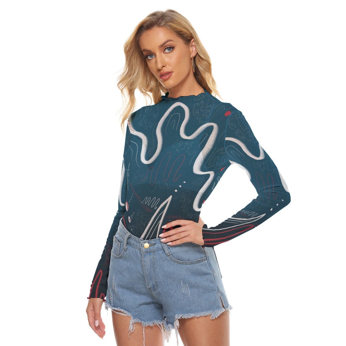 "Whimsy Wave" Mesh Shirt | Shirts & Tops | All Around Artsy Fashion