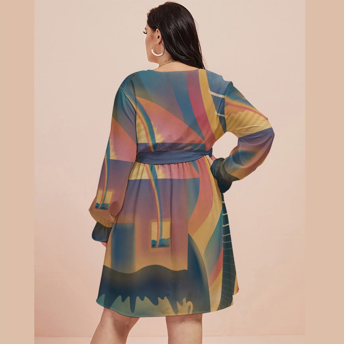 "Chromatic Aberration" - V-Neck Dress | Dresses | All Around Artsy Fashion