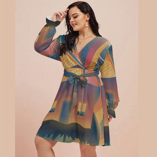 "Chromatic Aberration" - V-Neck Dress | Dresses | All Around Artsy Fashion
