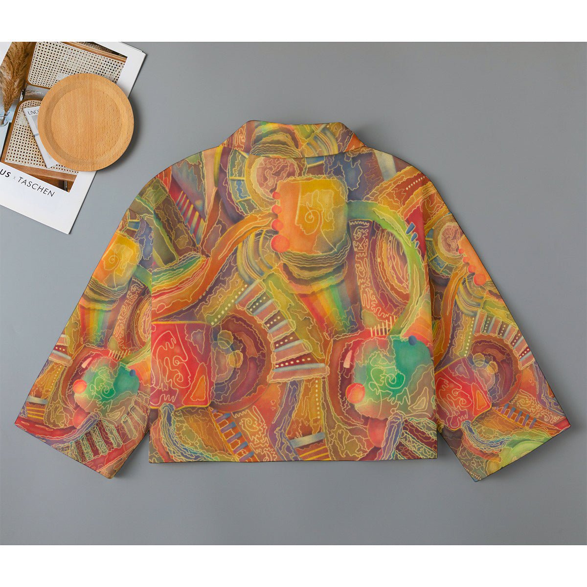 "Labyrinth" - Women's Cropped Denim Jacket | Shirts & Tops | All Around Artsy Fashion