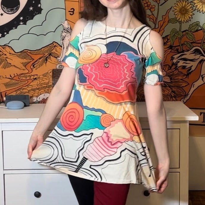 "Lost In Transition" - Women's Cold Shoulder Dress | Dresses | All Around Artsy Fashion