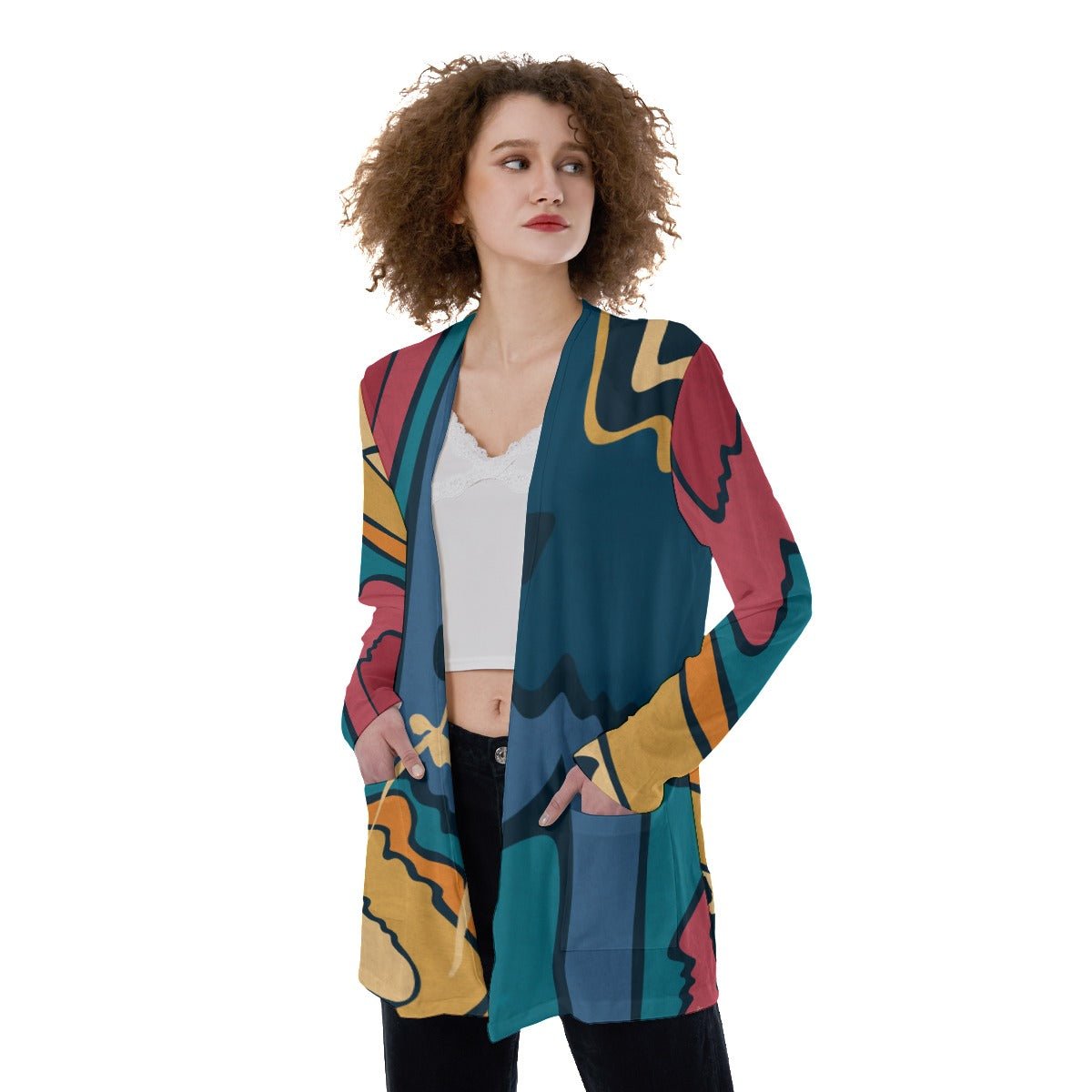 "Rainbow Reach" - Women's Cardigan | Jackets & Hoodies | All Around Artsy Fashion
