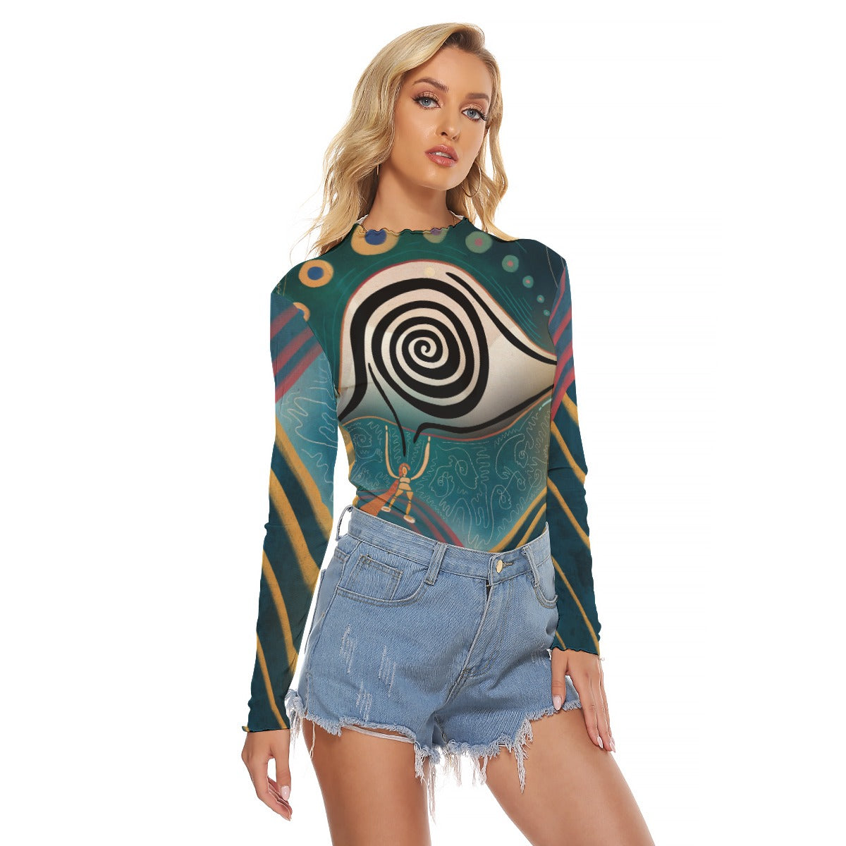 "Gathered Glimpse" Mesh Shirt