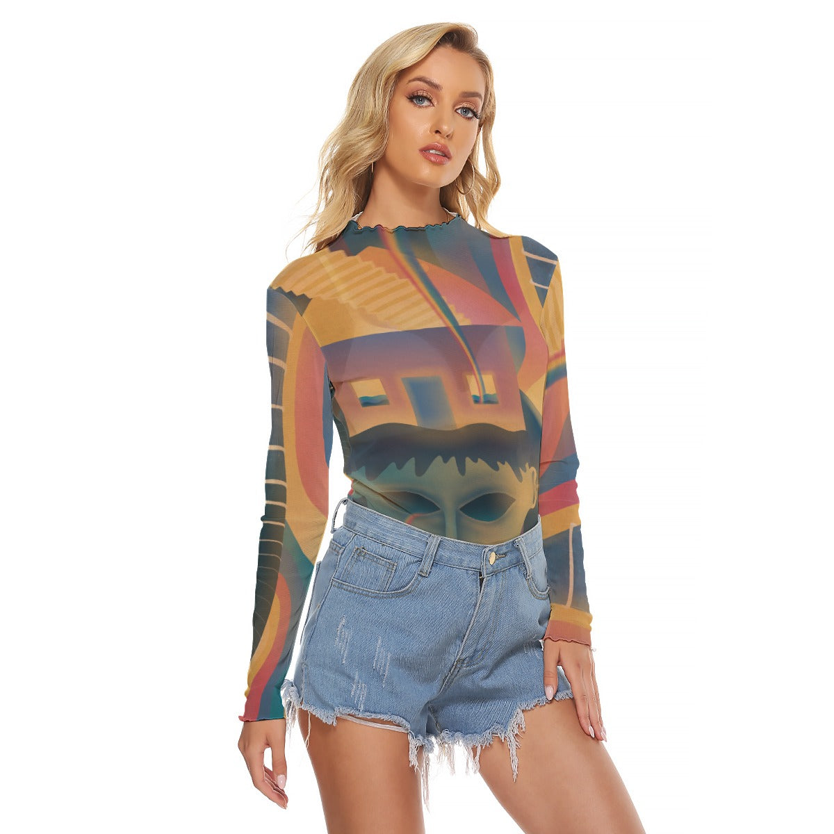 "Chromatic Aberration" Mesh Shirt