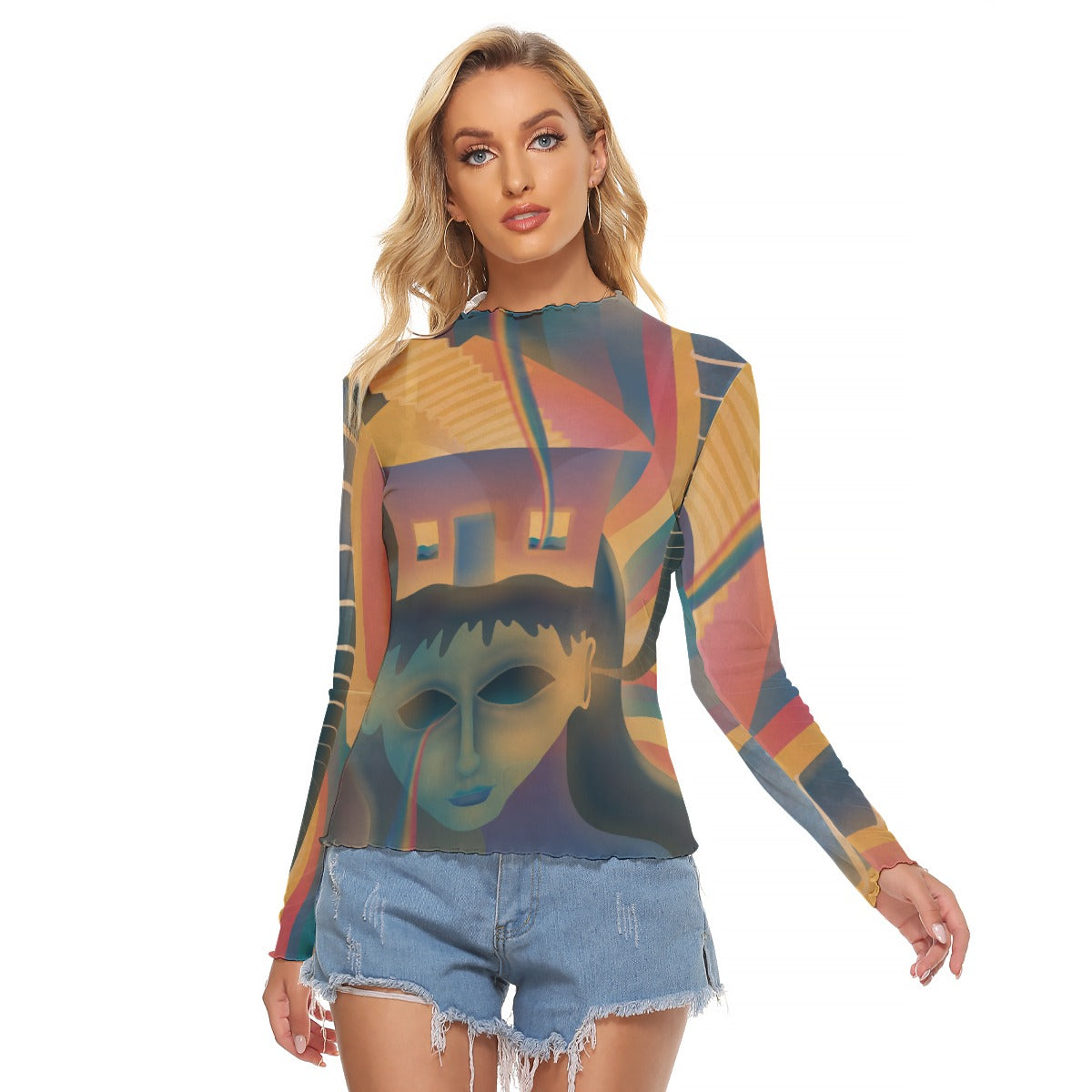 "Chromatic Aberration" Mesh Shirt