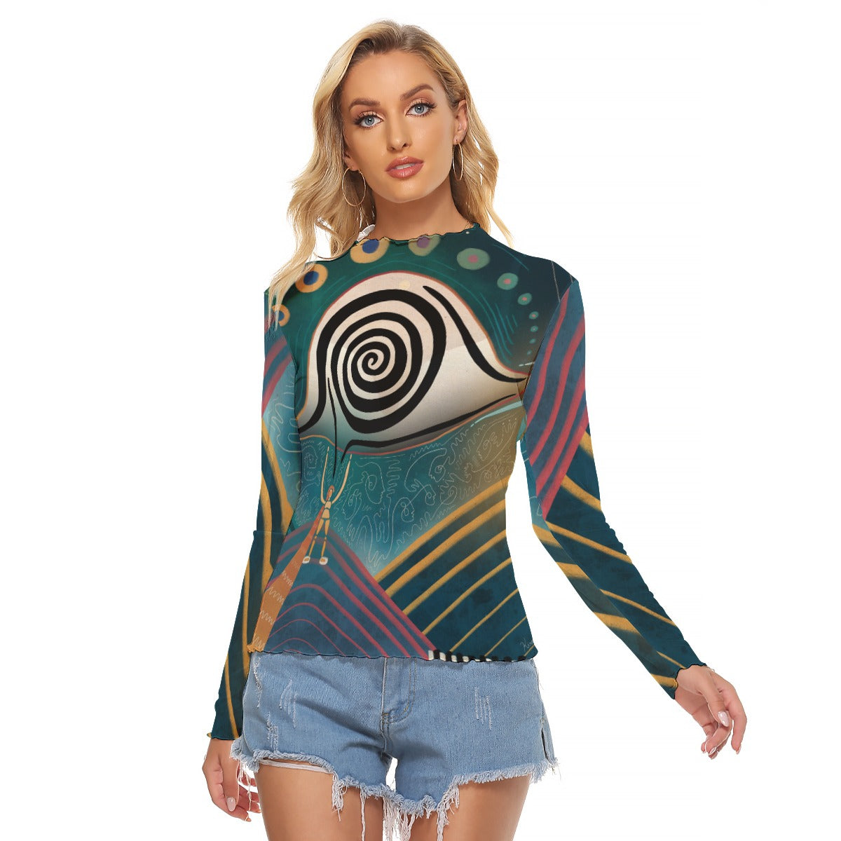 "Gathered Glimpse" Mesh Shirt