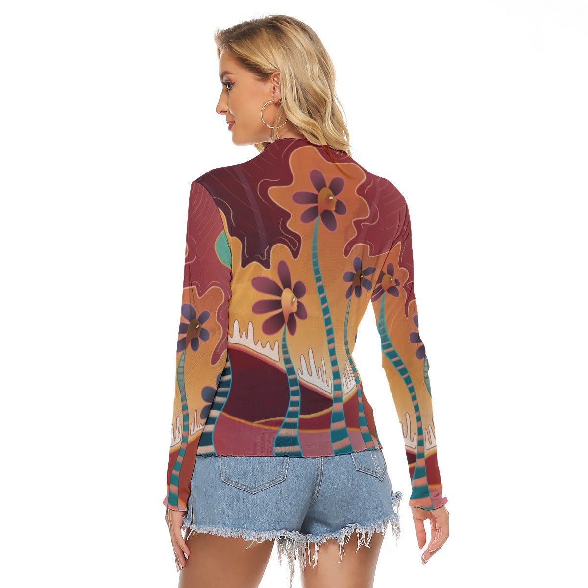 "Botanical Mirage" Mesh Shirt | Shirts & Tops | All Around Artsy Fashion