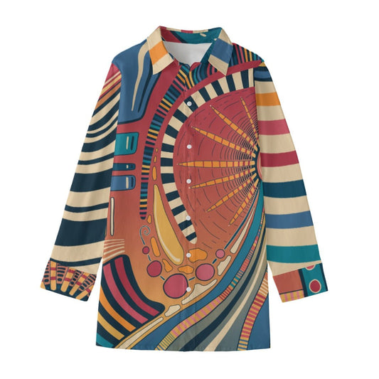 "Circus Sunset" - Long Button - Up Shirt | Shirts & Tops | All Around Artsy Fashion