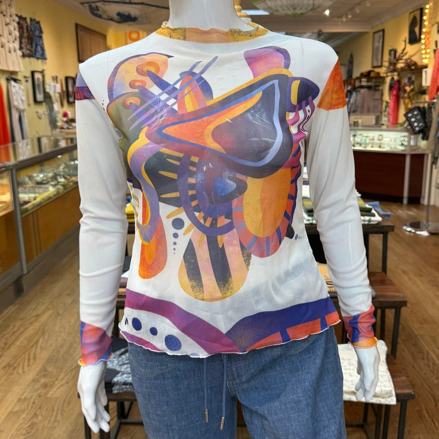 "Melodic Abstraction" Mesh Shirt — mannequin