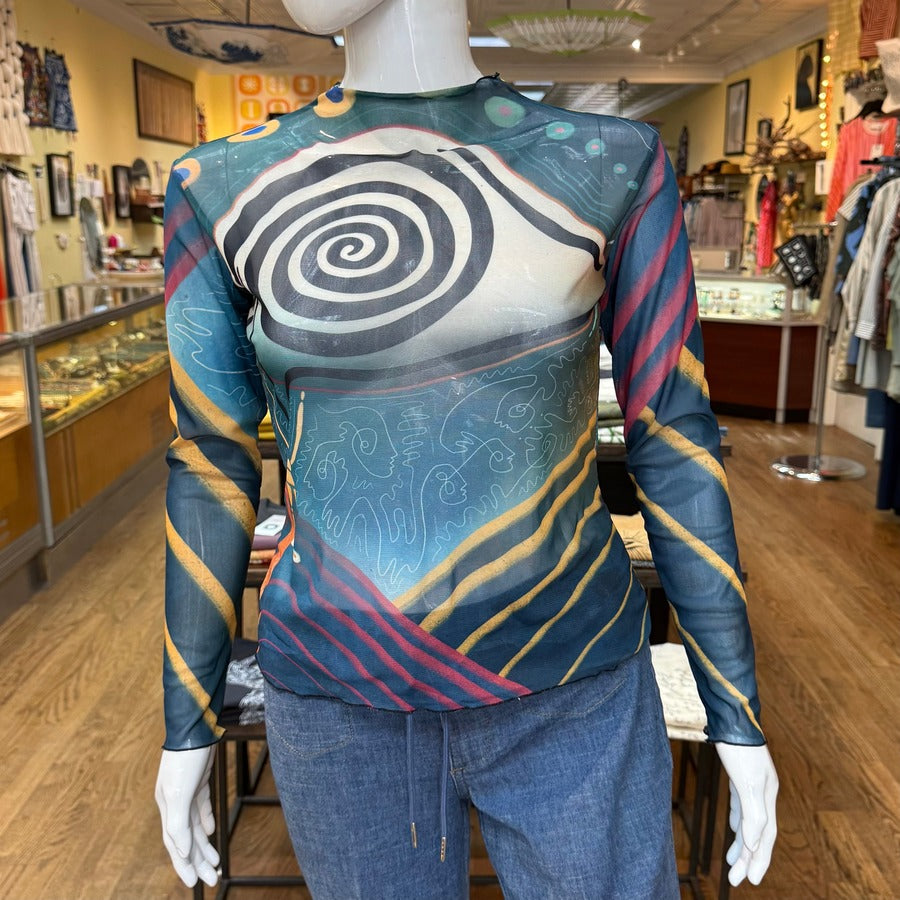 "Gathered Glimpse" Mesh Shirt — mannequin