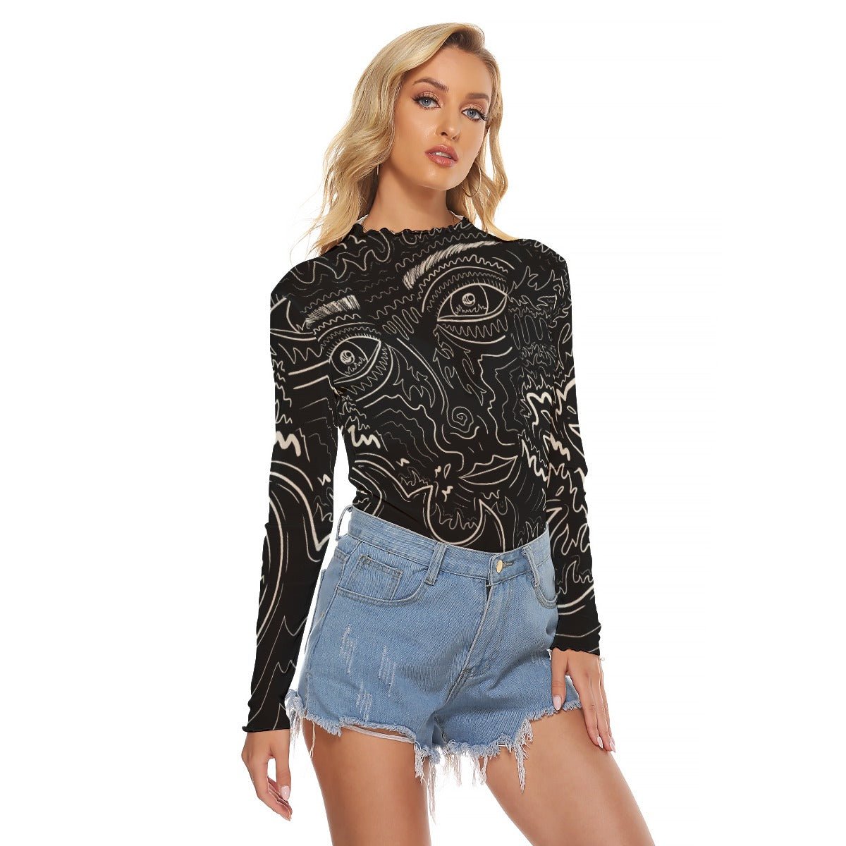 "Fire Face" Mesh Shirt | Shirts & Tops | All Around Artsy Fashion