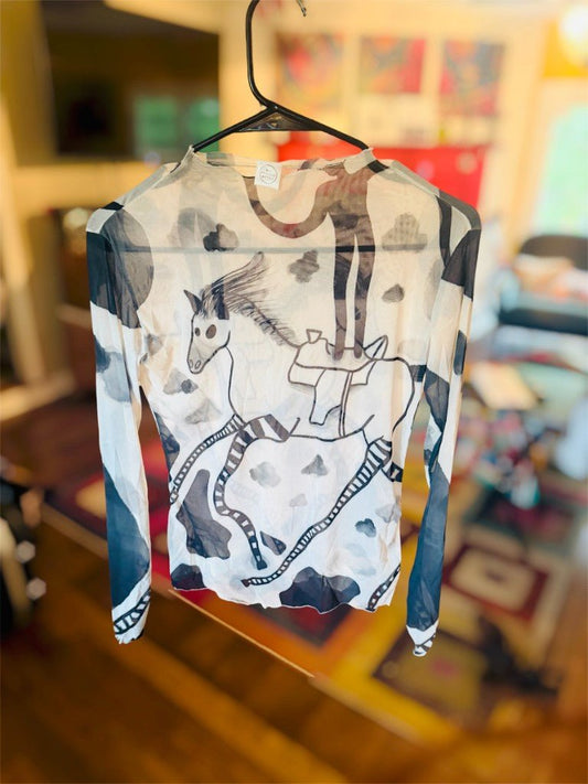 "Horse of Course" Mesh Shirt | Shirts & Tops | All Around Artsy Fashion