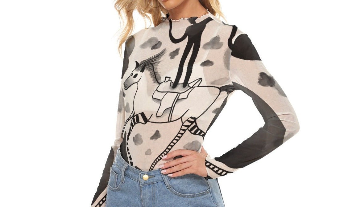 "Horse of Course" Mesh Shirt | Shirts & Tops | All Around Artsy Fashion