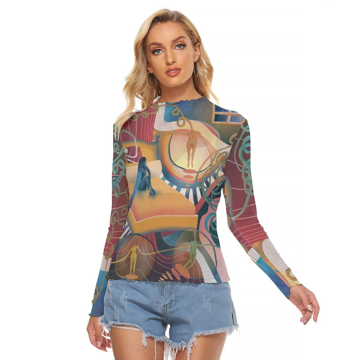 "Hypnogogic Hideaway" Mesh Shirt | Shirts & Tops | All Around Artsy Fashion