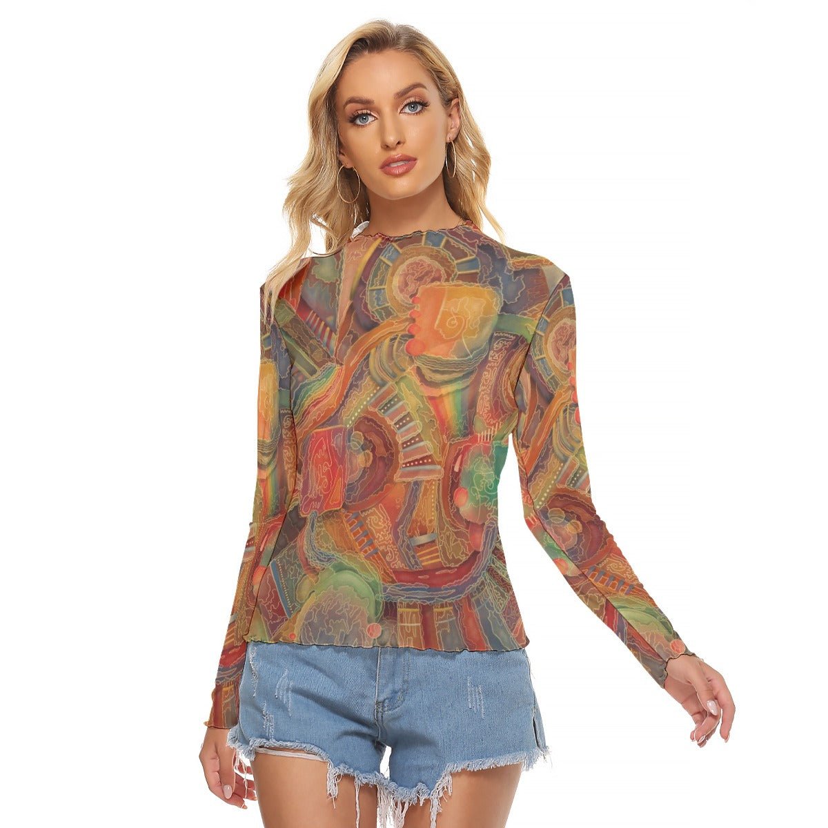 "Labyrinth" Mesh Shirt | Shirts & Tops | All Around Artsy Fashion