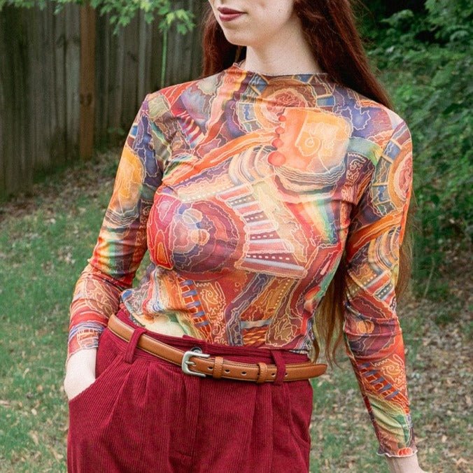 "Labyrinth" Mesh Shirt | Shirts & Tops | All Around Artsy Fashion