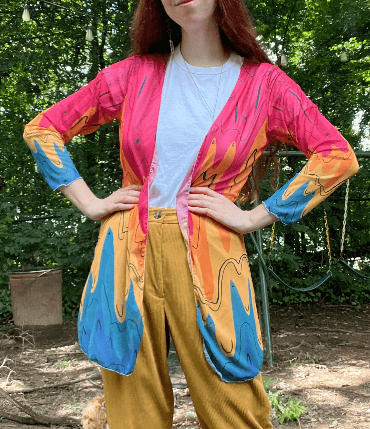 "Lava Spectrum" Mesh Cardigan | Jackets & Hoodies | All Around Artsy Fashion