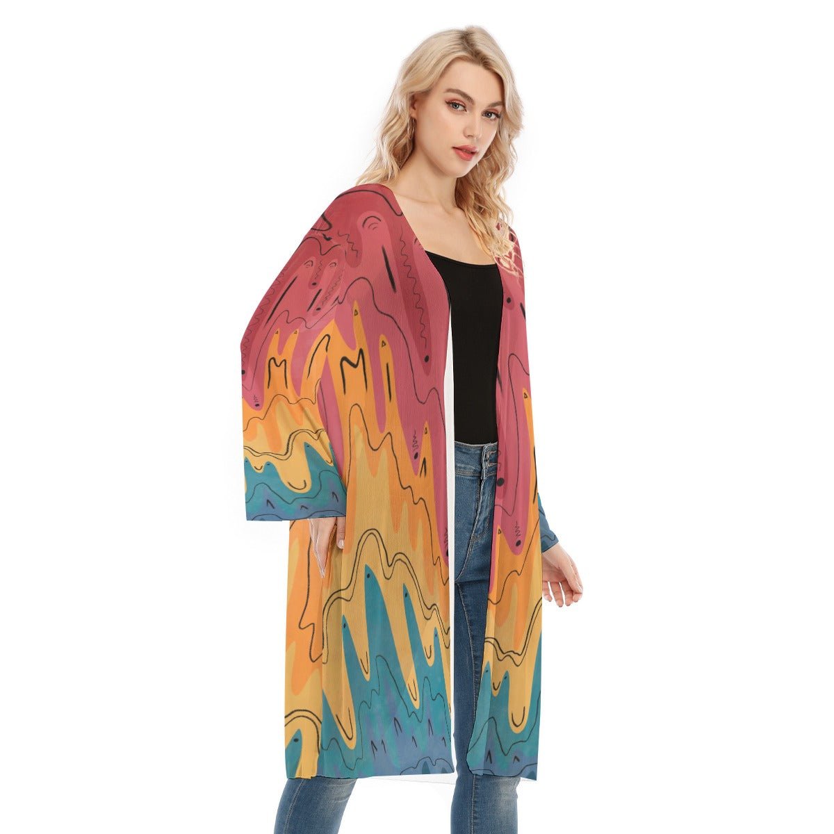 "Lava Spectrum" Mesh Cardigan | Jackets & Hoodies | All Around Artsy Fashion