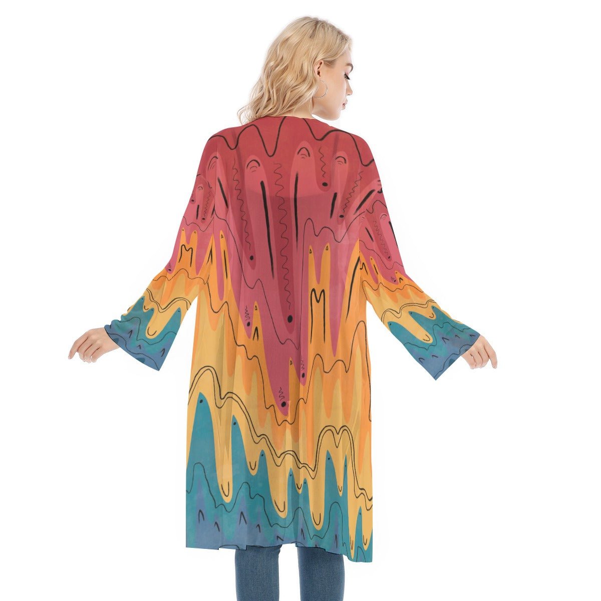 "Lava Spectrum" Mesh Cardigan | Jackets & Hoodies | All Around Artsy Fashion