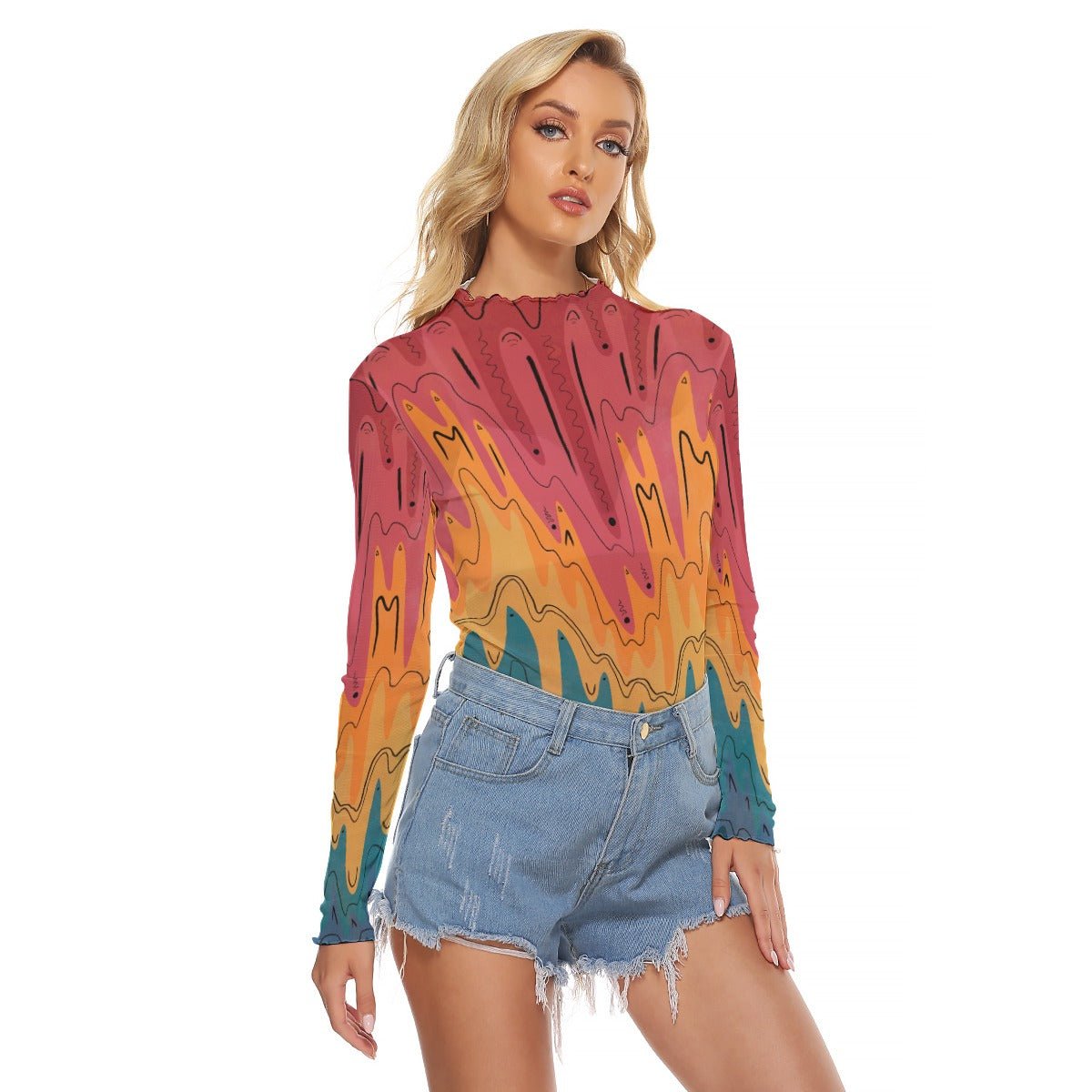 "Lava Spectrum" Mesh Shirt | Shirts & Tops | All Around Artsy Fashion