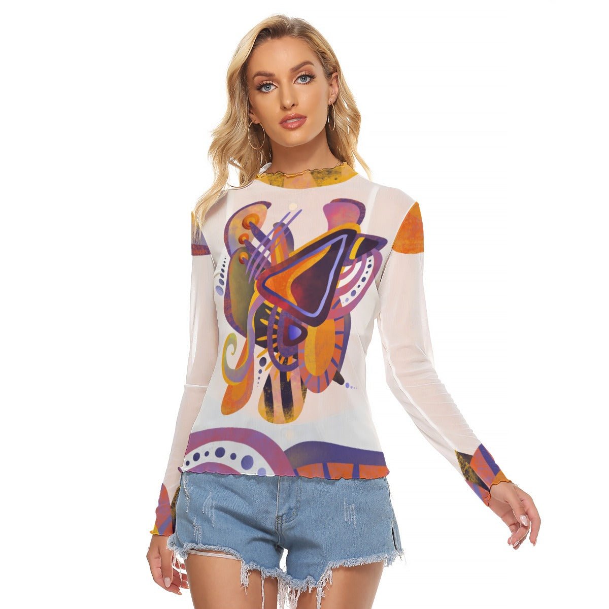 "Melodic Abstraction" Mesh Shirt | Shirts & Tops | All Around Artsy Fashion