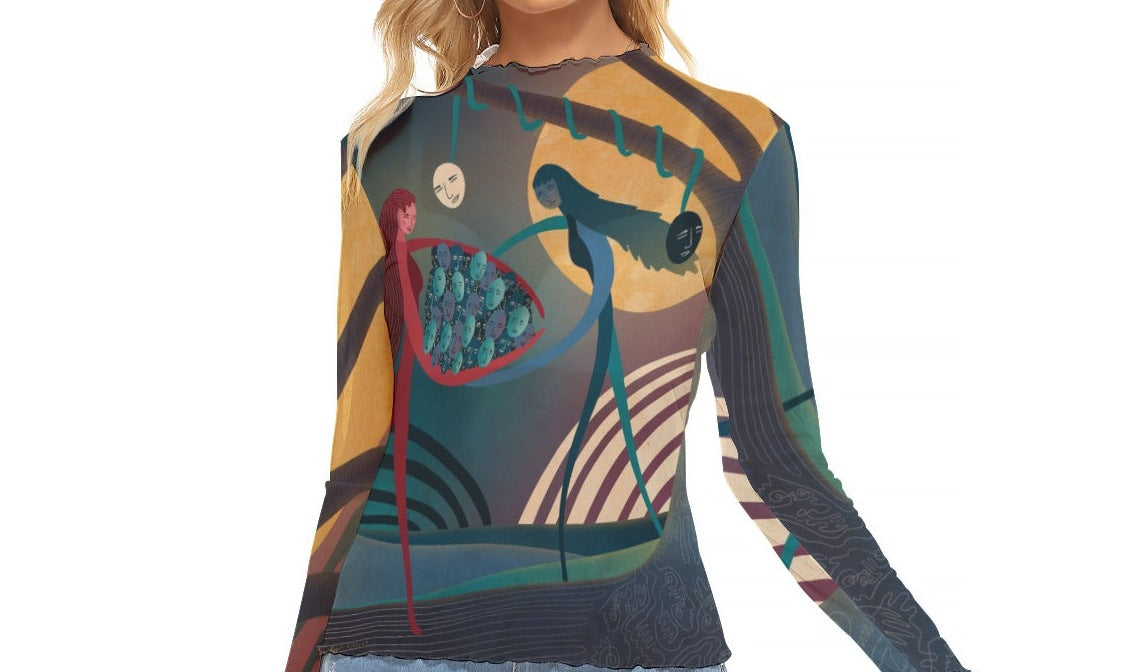 "Mask Memoriam" Mesh Shirt — mesh close-up
