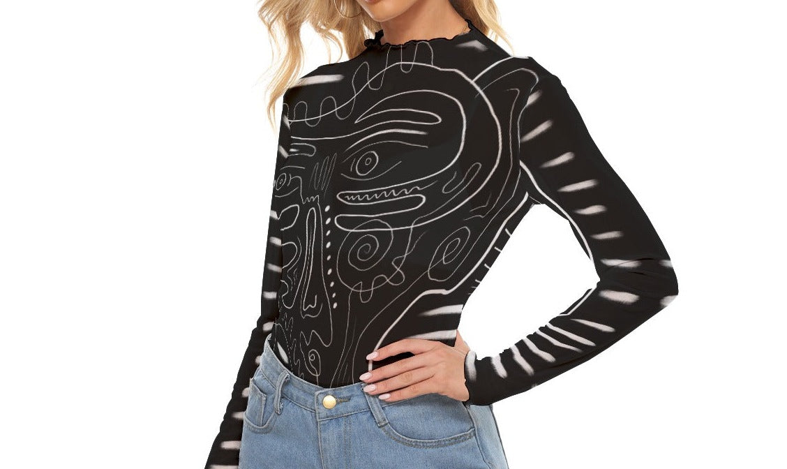 "Extra Delirious" Mesh Shirt — mesh close-up