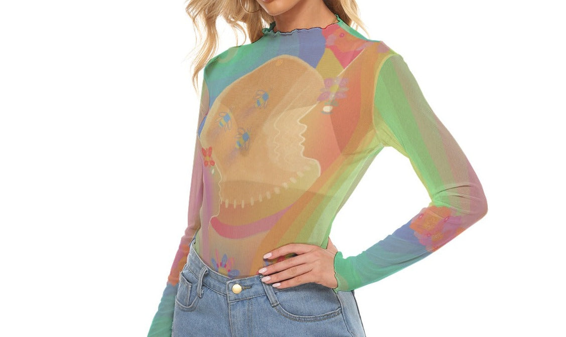 "May" Mesh Shirt — mesh close-up