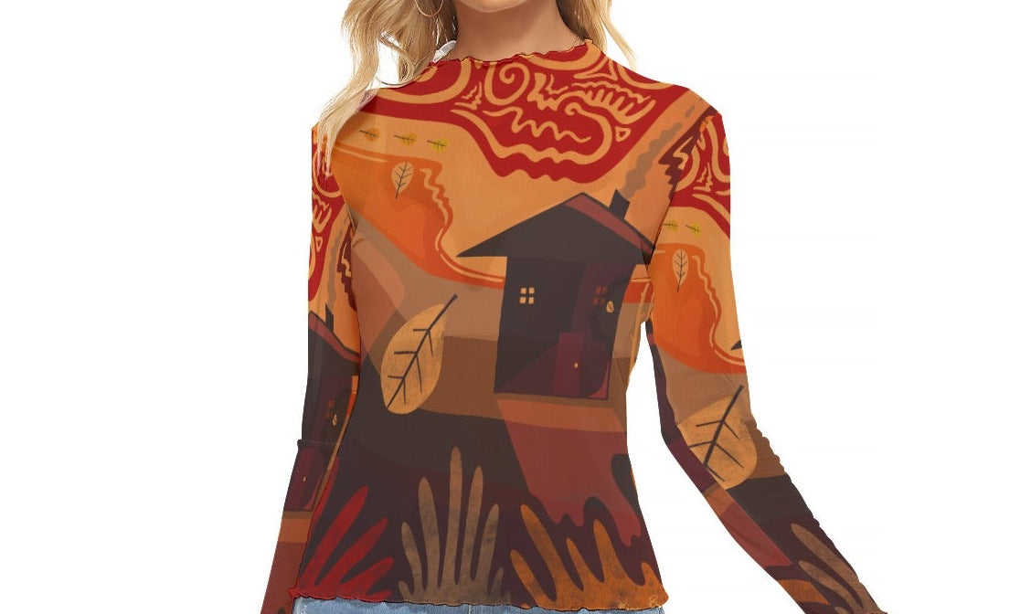 "October" Mesh Shirt — mesh close-up