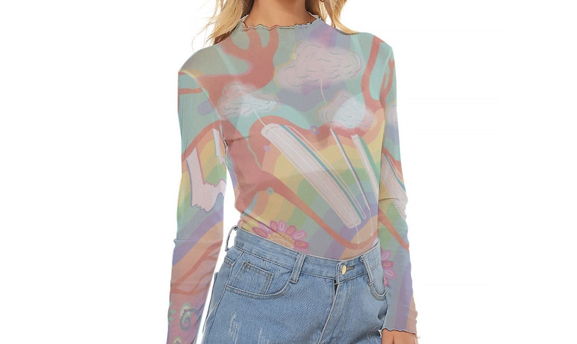 "April" Mesh Shirt — mesh close-up