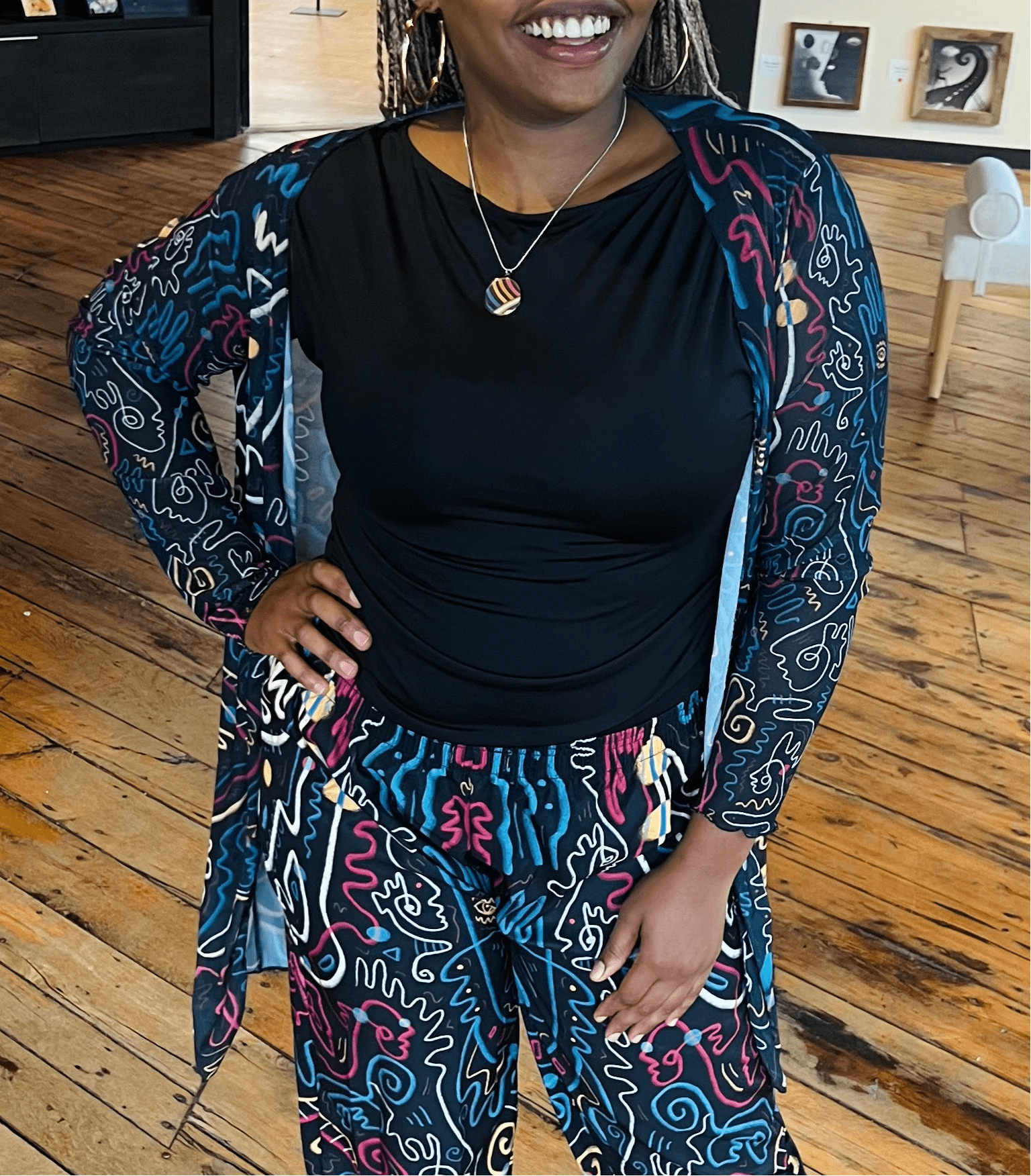 “Soul Scribbles” Mesh Cardigan | Jackets & Hoodies | All Around Artsy Fashion
