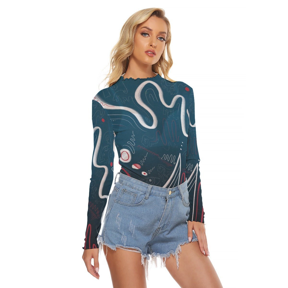 "Whimsy Wave" Mesh Shirt | Shirts & Tops | All Around Artsy Fashion