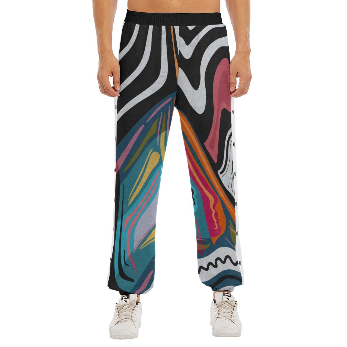 "Artsy Joyride" - Men's Buttoned Sweatpants | Pants | All Around Artsy Fashion